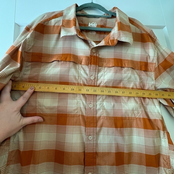REI co-op shirt Outdoor Camp XL Orange Plaid Men’s Button Down Casual - Picture 6 of 12